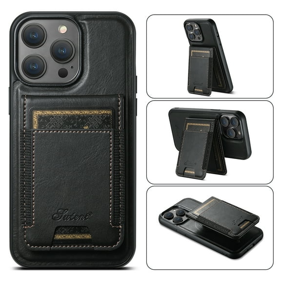 Compatible for Mag-Safe for iPhone 12 Pro / iPhone 12 6.1" Wallet Case, Magnetic Detachable PU Leather Wallet Case with Flip Card Holder, Stand Protective Phone Cover for Men Women, Black