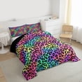 thumbnail image 3 of Homewish Kids Teens Colorful Cheetah Print 3 Pieces Queen Comforter Set,Purple Pink Green Ultra Soft Bedding Sets,Abstract Gradient Bedding Comforter Set Breathable,Microfiber Bedroom Decor, 3 of 8