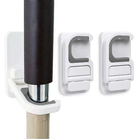 2pcs Broom Holder Mop Holder Broom & Mop Grippers Self Adhesive No Drilling Super Anti-slip Broom And Dustpan Hanger Wall Mount Mops Rakes Holder