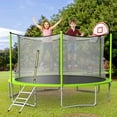 thumbnail image 2 of Trampoline 16ft, Kids Trampolines with Basketball Hoop, Safety Enclosure and Ladder for Home Backyard Lawn, Green, 2 of 9