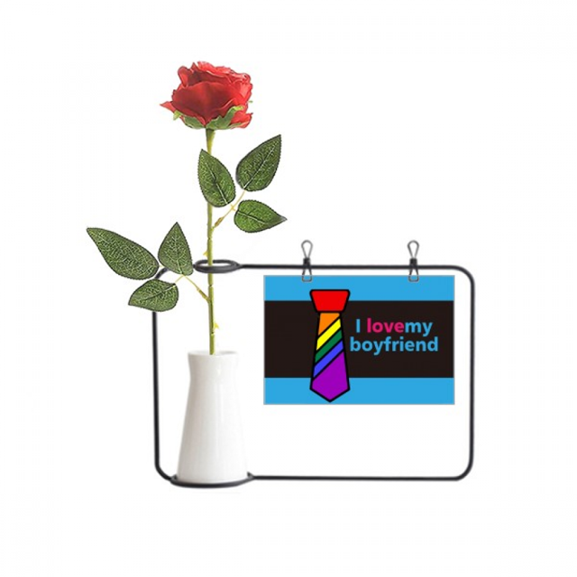 Yo amo a mi novio Botella de decoración de jarrones colgantes de flores rosas artificiales