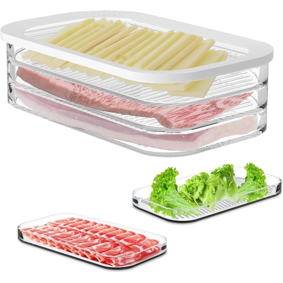 Deli Meat Container with Airtight Lid, 4-Layer Stackable Cold Cuts Storage for Fridge, BPA Free, 24.8oz, 1pack