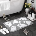 thumbnail image 4 of Halloween Ghost Bathroom Rug Cute Spooky Halloween Bathroom Decor Non Slip Halloween Bath Mat Machine Washable Ghost Shower Floor Mat Halloween Rug for Bathroom Home Decor(Gray, White), 4 of 6