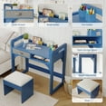 thumbnail image 3 of Kids Desk and Chair Set, Study Desk for Boys and Girl, Wooden Kids Writing Table with Cloth Drawers and Pen Holder, Blue, 3 of 7