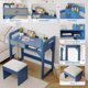thumbnail image 3 of QinaQin Escritorio de estudio infantil con silla, mesa de madera con cajones de tela amplios y porta plumas integrado, ideal para tareas, estudio y organización diaria, 3 of 7