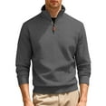 thumbnail image 2 of pstuiky mangas largas para hombre, Blusa/camiseta informal y moderna de terciopelo de punto con cuello alto y cremallera para hombre, de color liso camisetas de hombre m, 2 of 6