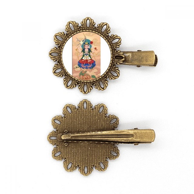 Dao la religión dios chino Tocado de pieza de pelo de horquilla de flor de metal vintage