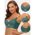 thumbnail image 3 of Unique Bargains Women's Wide Straps Padded Lace Push Up Tie Bra 38B Dark Green, 3 of 6