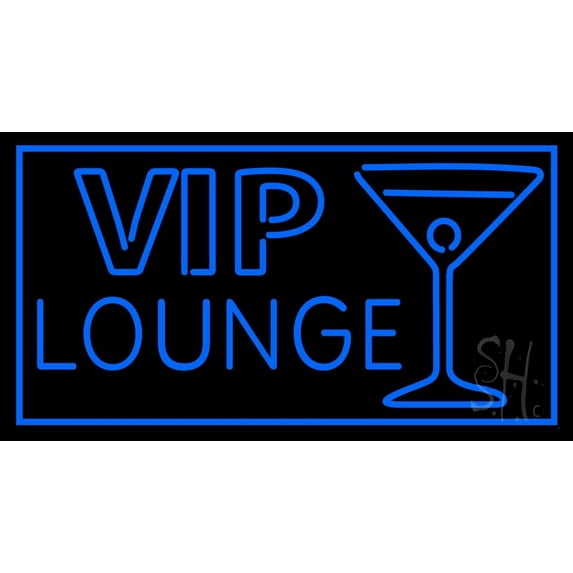 Vip Lounge with Martini Glass LED Neon Sign 13 x 24 - inches, Clear Edge Cut Acrylic Backing, with Dimmer - Bright and Premium built indoor LED Neon Sign for Bar decor.