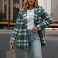 thumbnail image 4 of Fewfanhot Winter Clothing for Women Plaid Shacket Jacket Trendy Fall Casual Button Trench Coat Winter Clothing with Pockets, 4 of 9