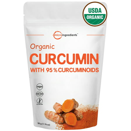 Micro Ingredients Organic Curcumin 95% (Turmeric Extract) Powder, 50 Grams, Non-GMO,