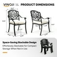 thumbnail image 5 of Ktaxon 2Pcs Patio Chairs, Stackable Cast Aluminum Dining Chair Floral Pattern, Weather Resistant Metal Bistro Seating for Poolside, Backyard, Balcony (Black, With Cushion), 5 of 8