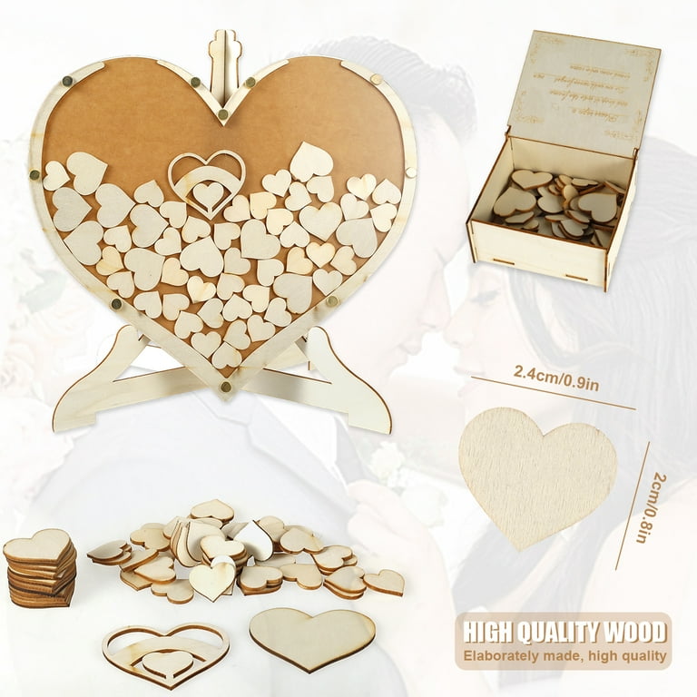 Wedding Guest Book Wooden Guest Sign In Book With Hearts Shape Wooden Chips  Storage Box Pens Wood Frame Drop Box Guestbooks Creative Wedding  Decorations For Reception Festival Creative Wedding Guest Book Wedding