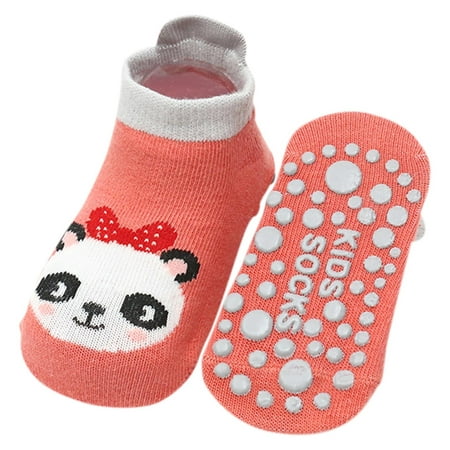 

Lovskoo Newborn Baby Non Slip Grip Socks Barefoot Shoes First Walkers Toddler Boys Girls Keep Warm Kids Soft Dispensing Indoor for 0-5 Years Pink