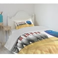 thumbnail image 4 of Ambesonne Bowling Party Quilted Bedspread Set 2 Pcs, Objects on Floor, Twin Size, Blue Pale Brown White, 4 of 6