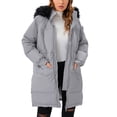 thumbnail image 3 of DODOING Women's Down Jackets and Coats Thickened Warm Jacket with Hood Mid Length Parkas Puffer Jackets Gray#2XL, 3 of 6