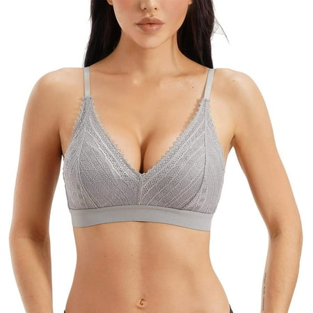 

Nebility Women Lace Bralette Padded Wireless Bra Plunge Deep V Neck Crop Top T-Shirt Halter Bra(Blue Small)