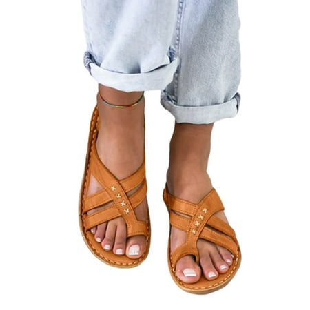 

Welliumy Women Slides Solid Color Slippers Open Toe Wedges Everyday Shoes Daily Soft Backless Brown 11.5