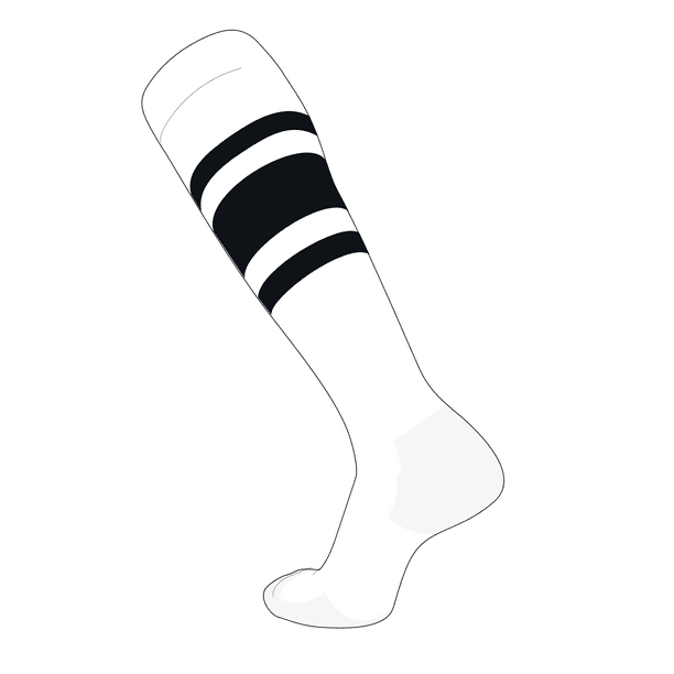 TCK Elite Baseball Football Knee High Striped Socks (C) White, Black