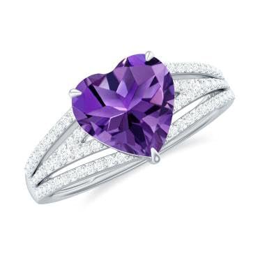 2.1ct Heart Vintage Inspired Amethyst Solitaire 925 Sterling Silver Promise Ring for Women