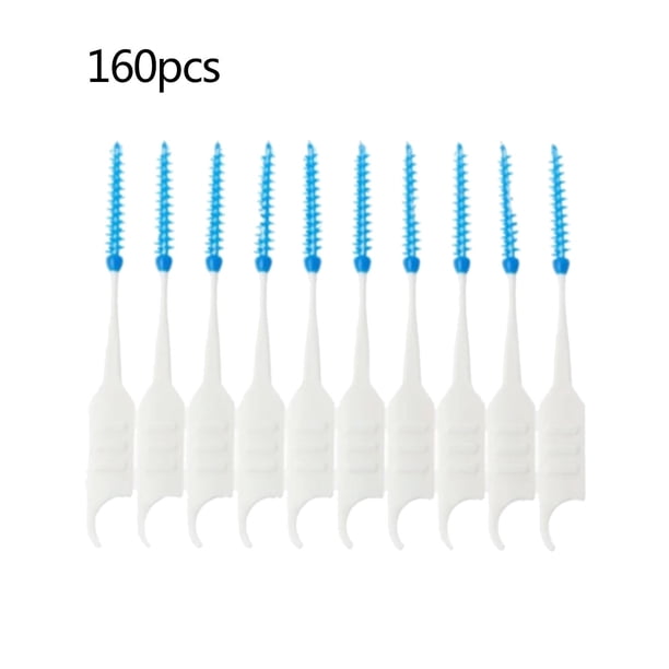 160 unidades de cepillos interdentales, palillos de dientes de silicona suave con doble extremo, cuidado bucal