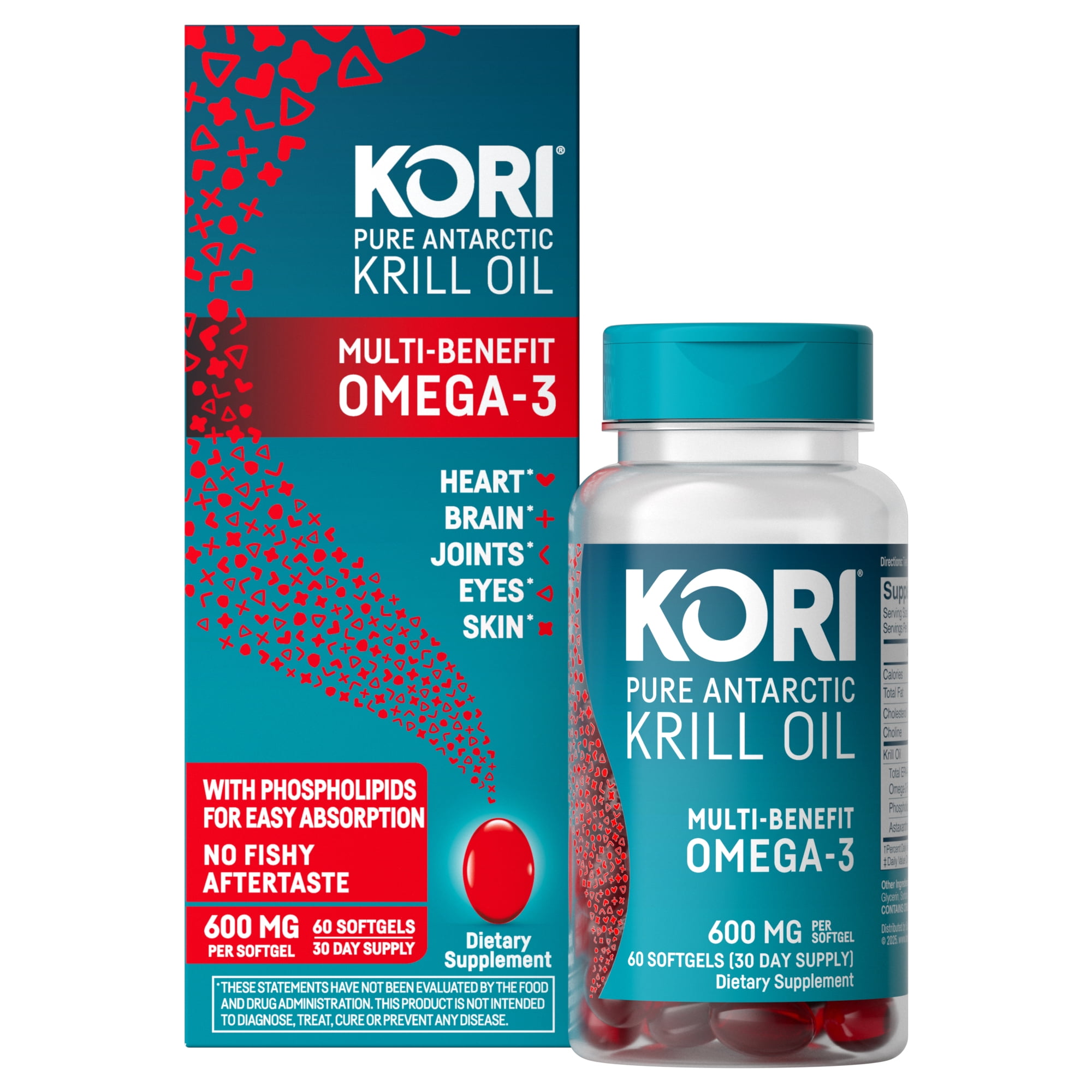 (3 pack) Kori Krill Superior Absorption, Omega-3 Supplement for Overall Health, Softgels, 60 Count