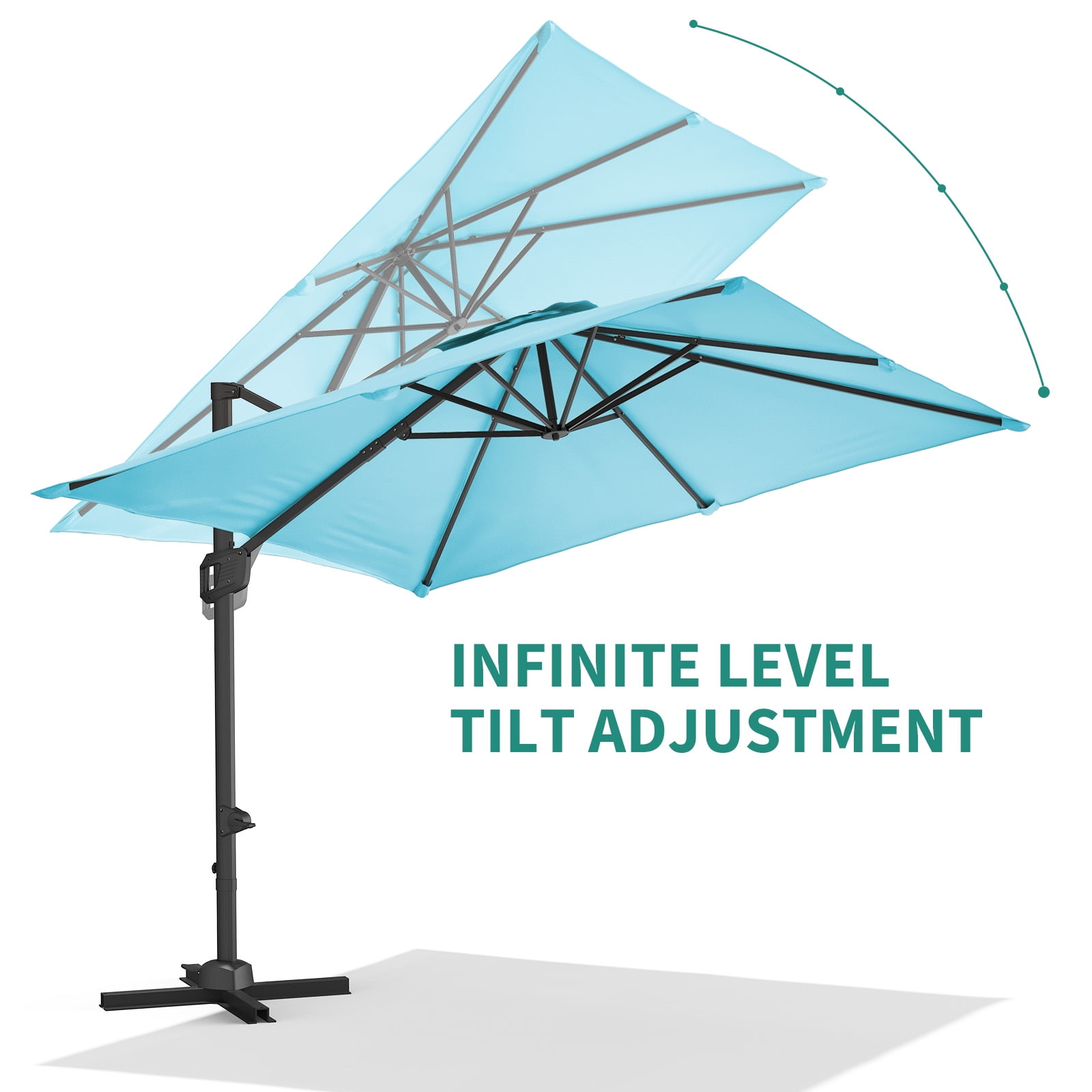 10FTx10FT Patio Umbrella Cantilever Offset with Base Included, 360-Degree Rotation Windproof Sun Shade  Rectangle Yard Umbrella for Outdoor Garden, Deck, Pool