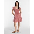 thumbnail image 3 of Time and Tru Women's Tie Waist Mini Dress with Flutter Sleeves, Sizes XS-XXXL, 3 of 6