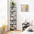 thumbnail image 3 of Industrial 6-Tier Corner Bookshelf – Stylish Black Metal Frame Corner Shelf Stand for Books, Plants, and Small Space Storage – Perfect for Living Room Display, 3 of 13