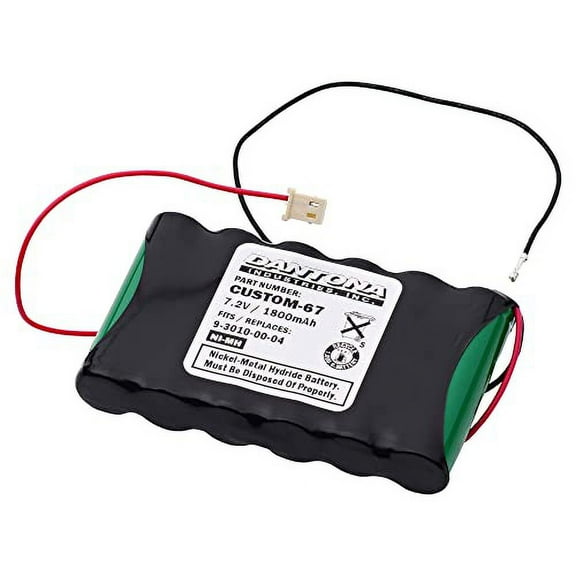 Dantona CUSTOM-67 Replacement 7.2V 1800mAh Battery Pack - Compatible Replacement for 9-3010-00-04, 103-300691, 103-301179, 103-303689, BAT301179, LTT-AA1300LSDX6B - Panel Alarm System Batteries
