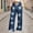 *Black, variant on ClodeEU Women's Denim Print Elastic Waist Wide Leg Pants ,Fashion Casual Jeans with Drawstring Yellow,Womens Plus S