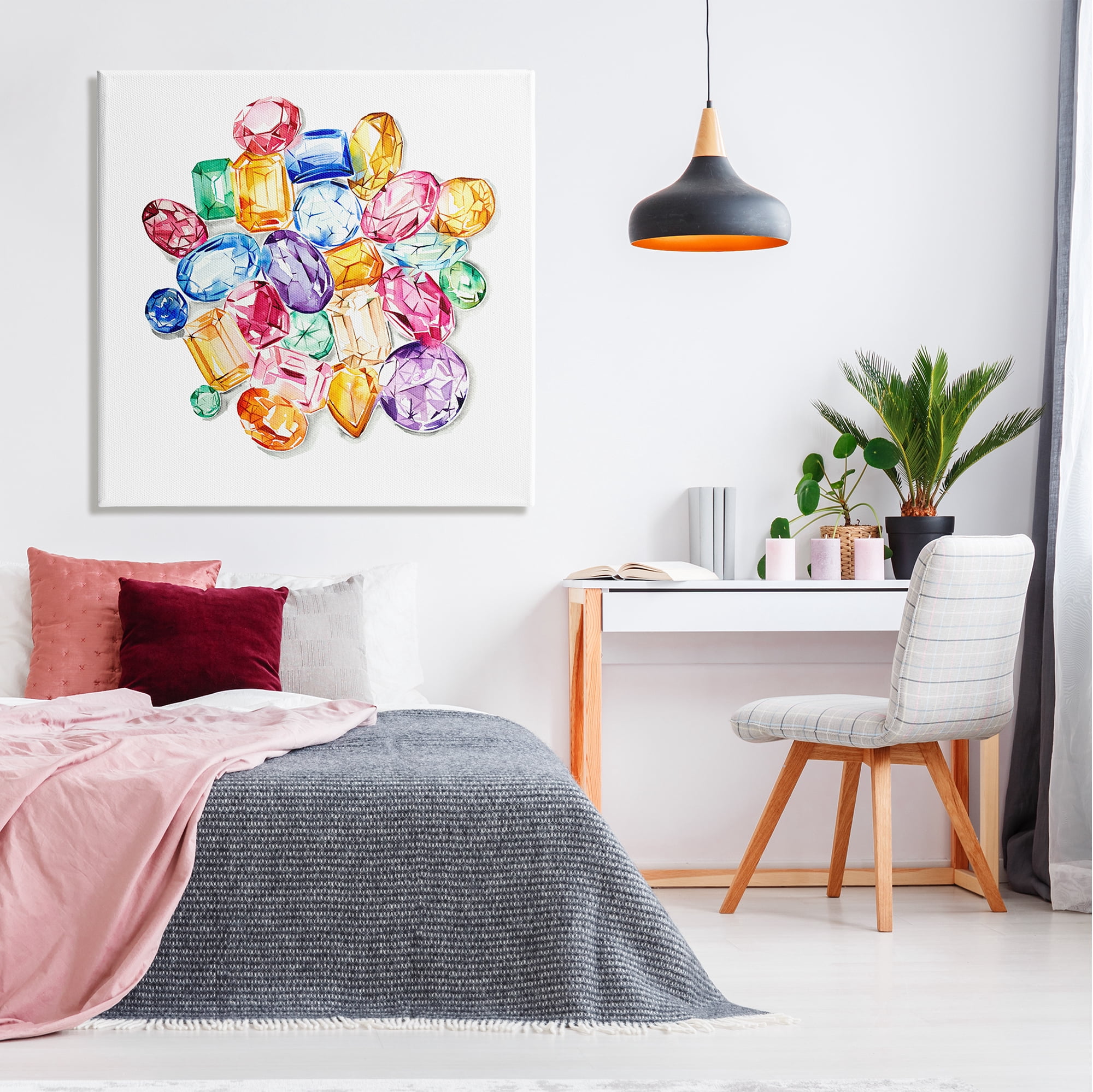 Stupell Industries Luxury Fashion Gemstones Abstract Painting Gallery Wrapped Canvas Print Wall Art, 36 x 36