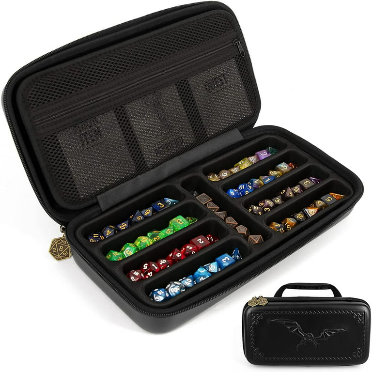 CASEMATIX Dice Box and Card Case for 9 Sets of RPG Dice, Spell