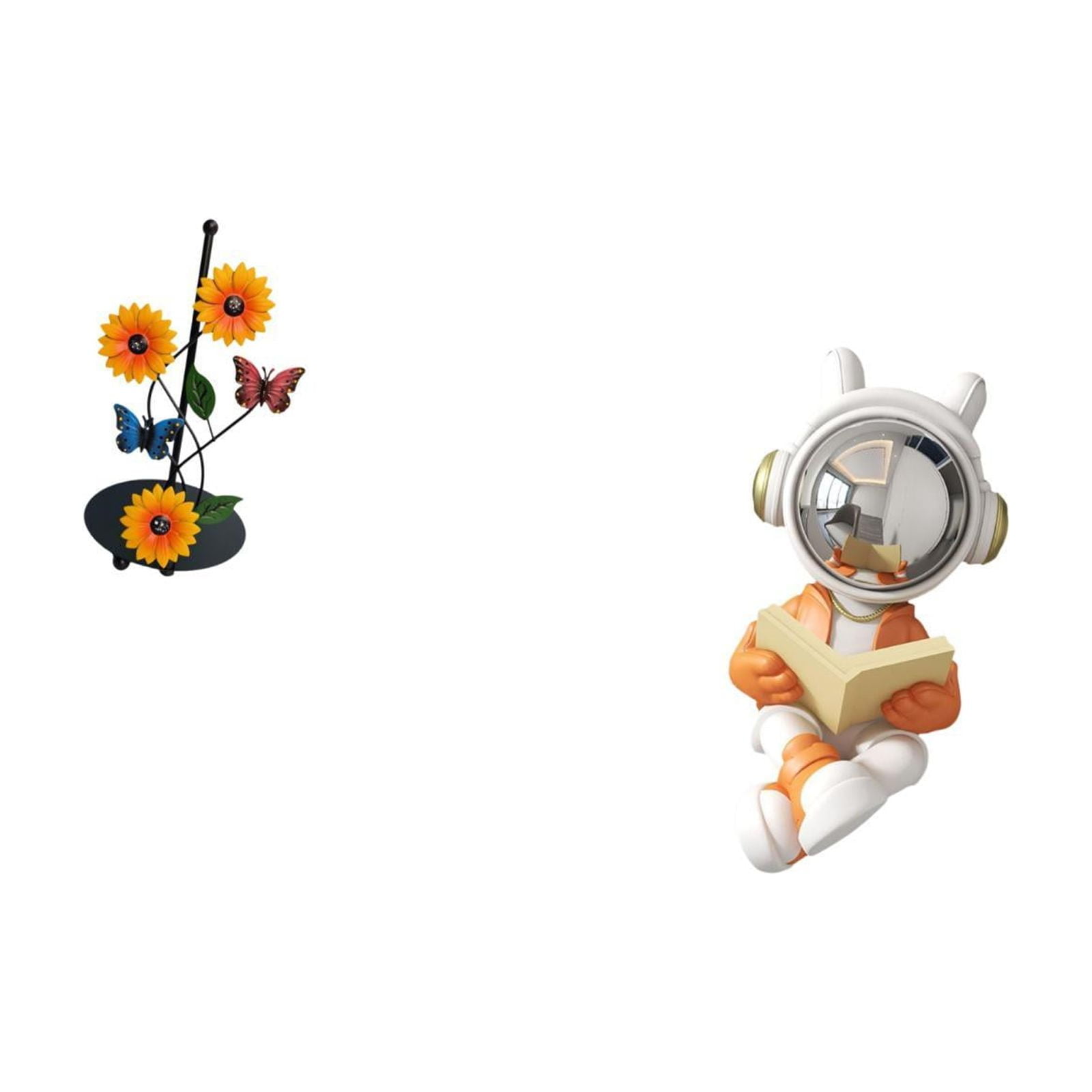 Fiocias Astronaut Paper Towel Holder Dispenser Decorative Statue Tissue Holder Rack Non Slip Vertical Sculpture Ornament for Home Fireplace Table Centerpiece