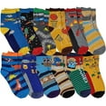 thumbnail image 2 of 12 Pairs Boys Evaryday Colorful Assorted Novelty Design Crew Socks, 2 of 3