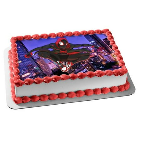 Spider-man Miles Morales Personalized Birthday Edible Frosting Image 1/4 sheet Cake (Best Spiderman Birthday Cakes)
