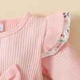 thumbnail image 5 of Newborn Onesies Girl Infant Girl Long Sleeve Flower Print Bowknot Bodysuit Dress with Headband Baby Boy Romper Pink 9-12 Months, 5 of 7