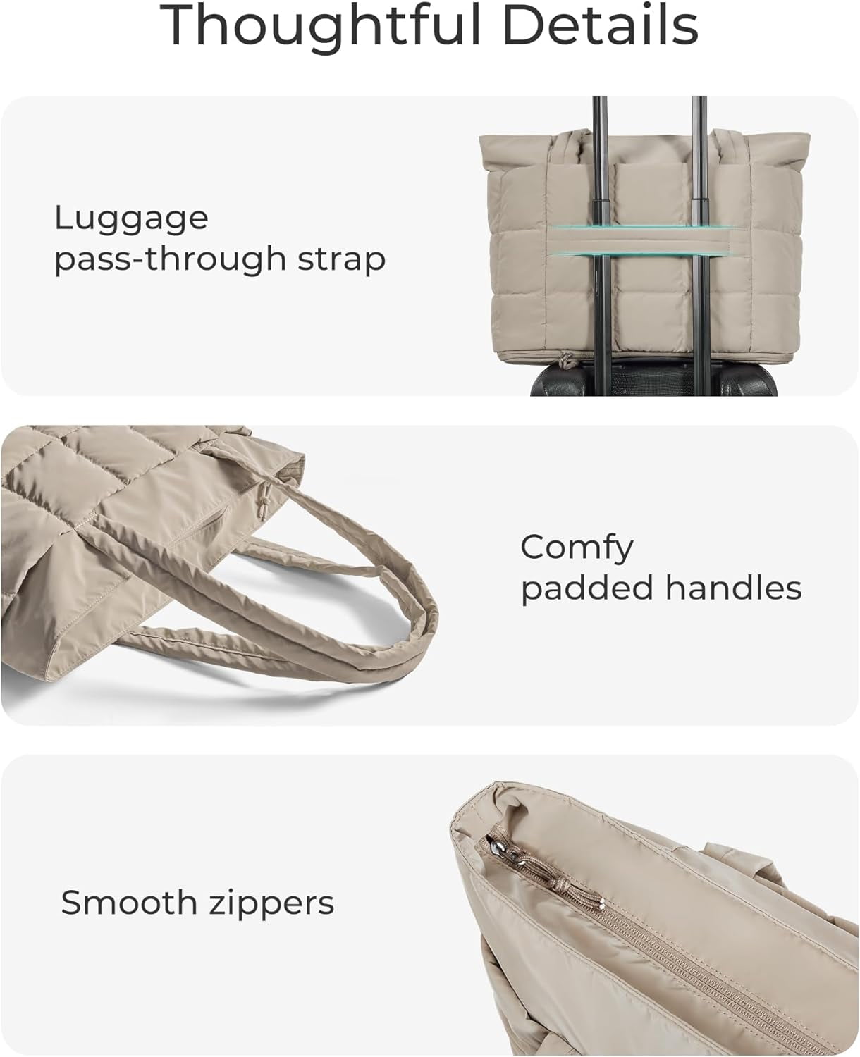 mirlewaiy Tote Bag for Women, Puffer Work Tote Handbag, Quilted Carry-On Travel Gym Bag(Camel)