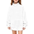 thumbnail image 2 of LNMQLPDBS Girls High Neck Sweatshirt with Front Pocket Casual Warm Long Sleeve Pullover Tops for Kids Tween Daily Wear Outgoing School Basic Solid Sweatshirt for Fall Winter, 2 of 7