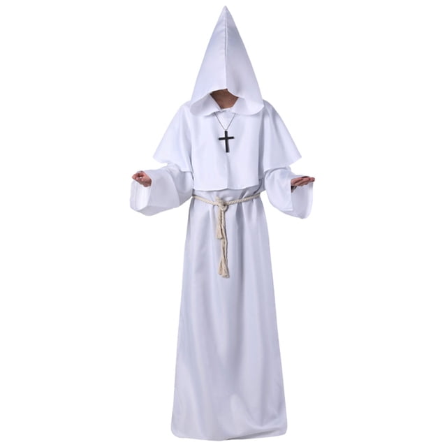 Disfraz medieval versátil Minnieouse para mujeres y hombres Renacimientos Monje Sacerdote Ropa Capa Túnica Disfraces blanco SG