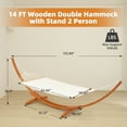 thumbnail image 5 of AVAWING 14FT Outdoor Wooden Double Hammock with Stand, Patio Premium Quilted Camping Hammock, White, 5 of 6