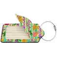 thumbnail image 4 of Rocae Multicolored Tropical for Leather Luggage Baggage Tags ID Label Privacy Cover ID Label with Stainless Steel Loop and Address Card, 4 of 5