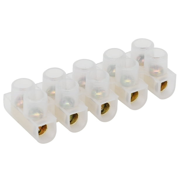 20 piezas de bloque de terminales de tipo pasante, conector de cable industrial ignífugo, suministros 20A, 5 entradas, 5 salidas