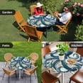 thumbnail image 4 of Ocean Octopus Round Tablecloth for 45-54 Inch Tables,Fitted Table Cover with Elastic Edge,Nautical Coastal Vintage Starfish Coral Waterproof Outdoor Table Cloth Protector for Patio Garden Dinner, 4 of 9