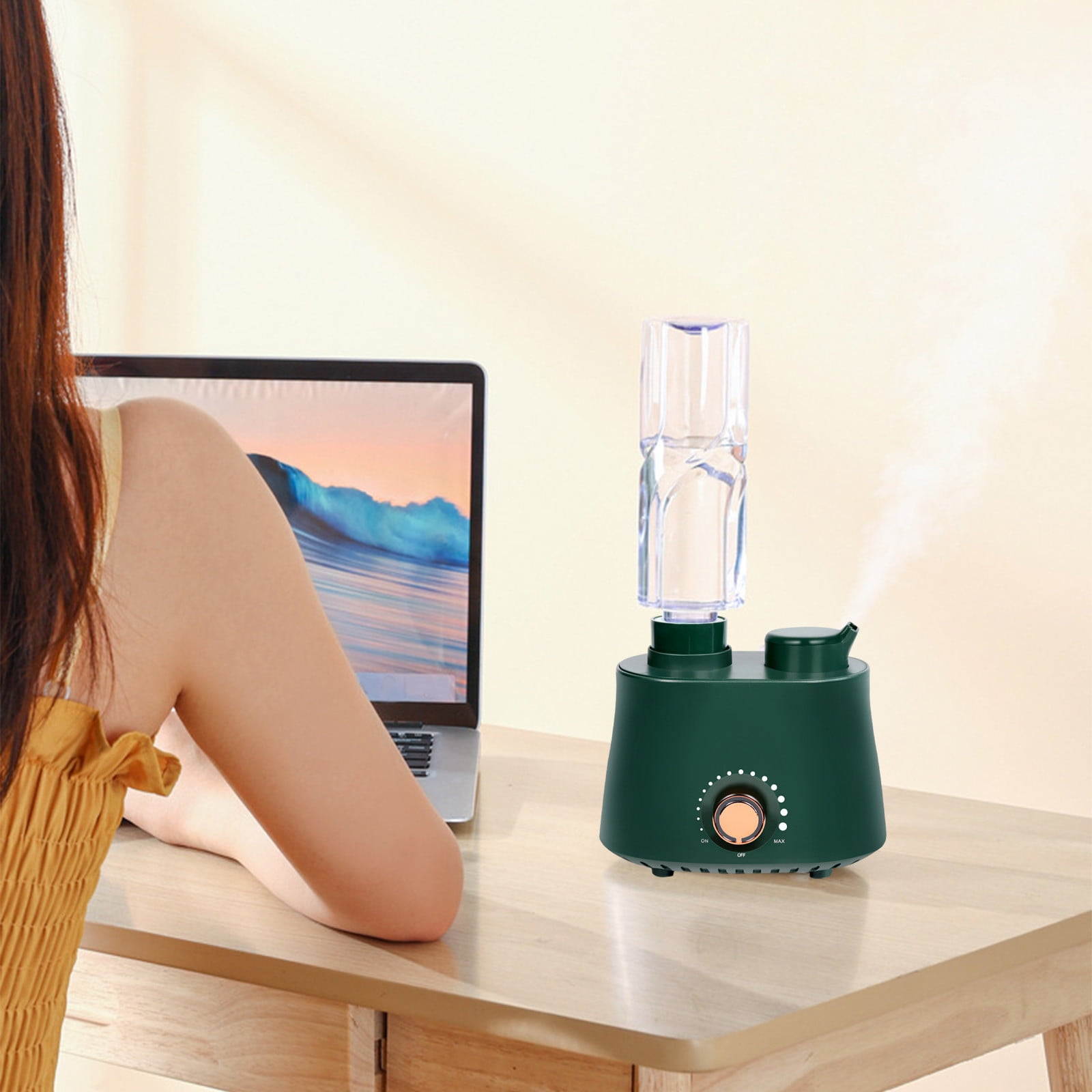LACKUST Humidifiers for Bedroom,Portable Humidifier Converts Any Bottle, Quiet Travel-Sized, Infinitely Adjustable Spray Volume,Green
