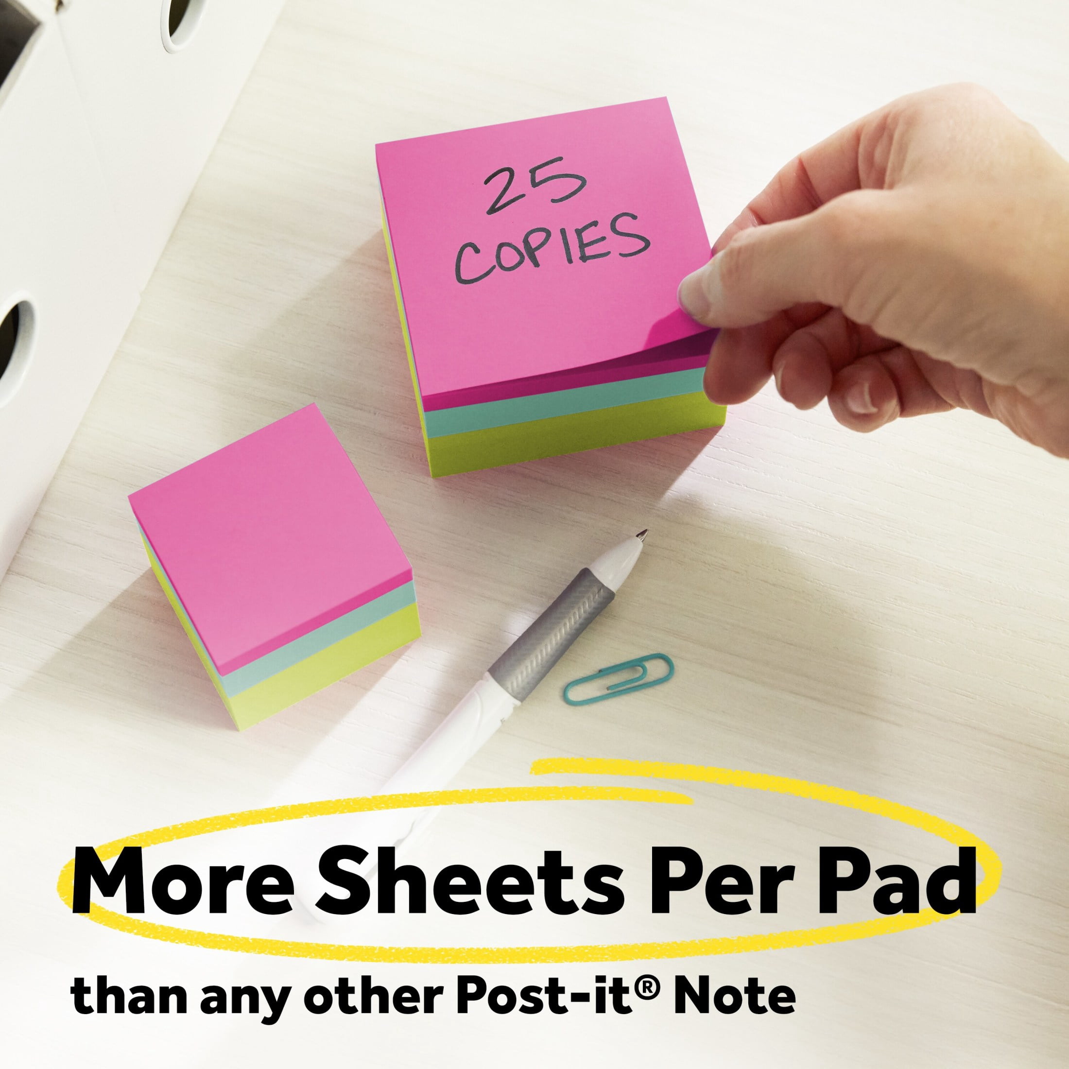 (3 pack) Post-it Notes Cube, 3 in. x 3 in., Bright colors, 400 Sheets, 1 Cube