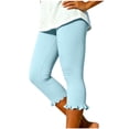 thumbnail image 2 of Capris Pants for Women - Dance Yoga Leggings Elastic Waist Ruffle Summer Casual Athletic Cropped Pants, 2 of 7