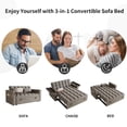 thumbnail image 6 of 3-in-1 Foldable Large-size Sofa Bed with USB Charging Station and Table Board, Modern Velvet Sleeper Sofa Couches Bed with Storage Armrests and Adjustable Back for Living Room, Apartment, Dark Grey, 6 of 9