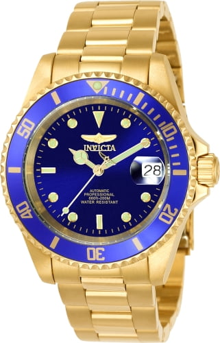 Invicta Pro Diver Men's Watch 19157, 18kt Gold-plated, Blue Dial