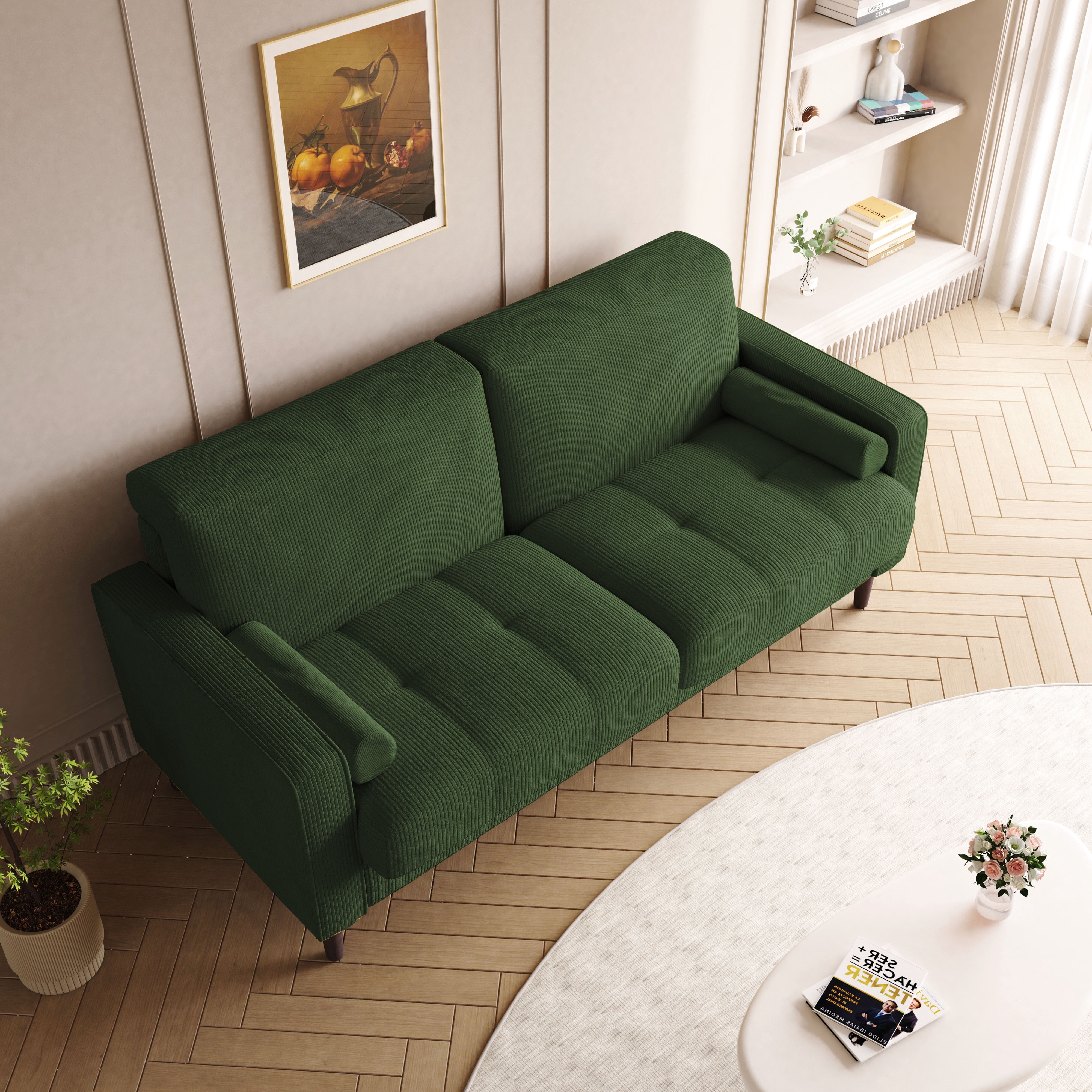 UIXE 62'' Loveseat Sofa for Living Room Indoor 2-seater Sofa Small Couch for Bedroom Office, Green